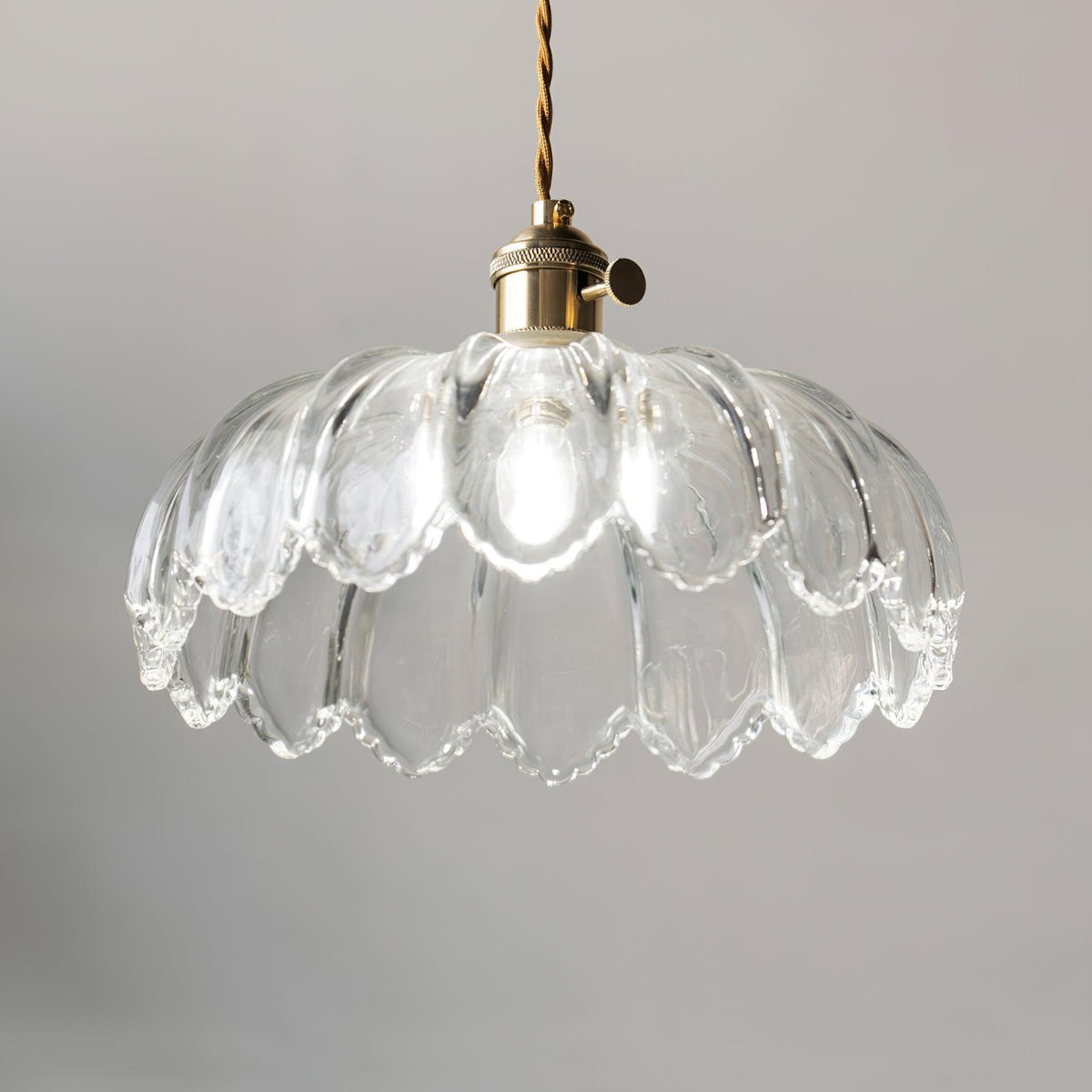 Brass Accents Green Glass Flower Pendant Light Dimmable