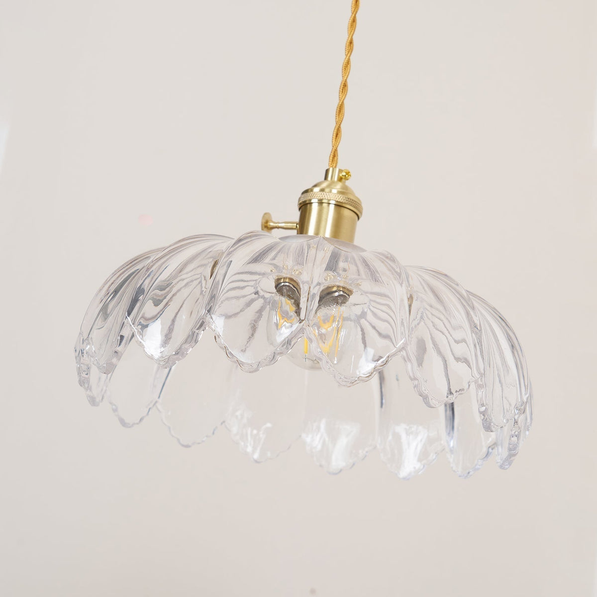 Brass Accents Green Glass Flower Pendant Light Dimmable