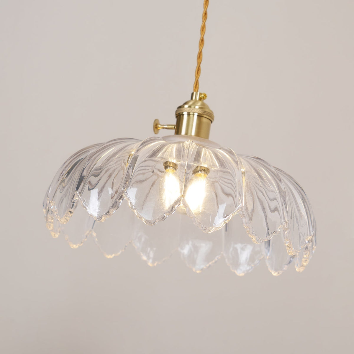 Brass Accents Green Glass Flower Pendant Light Dimmable