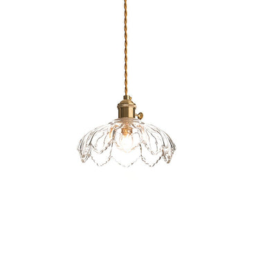 Brass Accents Green Glass Flower Pendant Light Dimmable