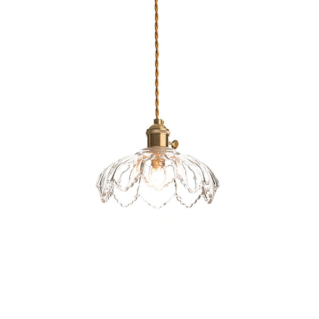 Brass Accents Green Glass Flower Pendant Light Dimmable