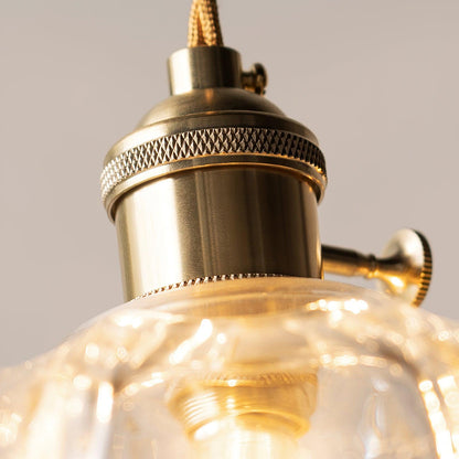 Brass Accents Green Glass Flower Pendant Light Dimmable