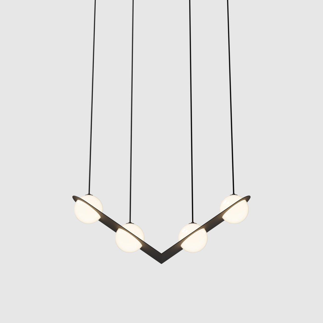 Adjustable Height Black Glass Pendant Lamp Selan