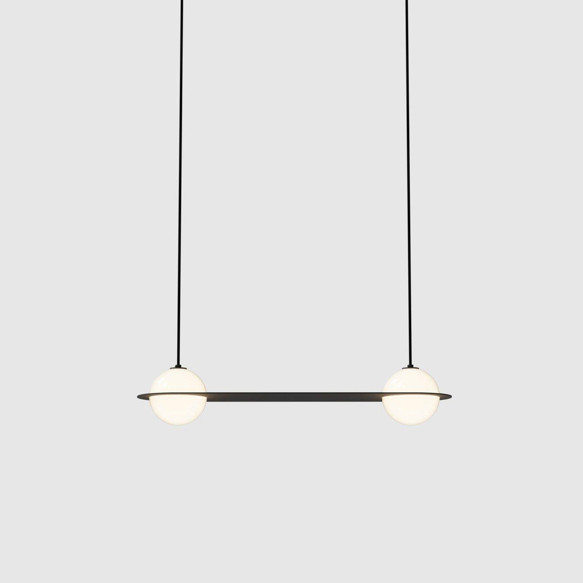 Adjustable Height Black Glass Pendant Lamp Selan
