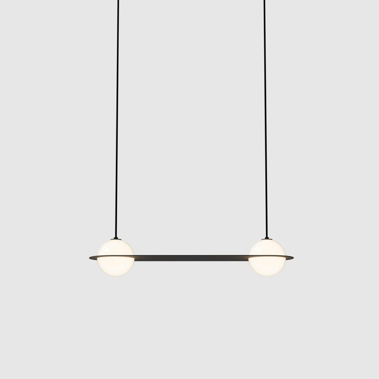 Adjustable Height Black Glass Pendant Lamp Selan