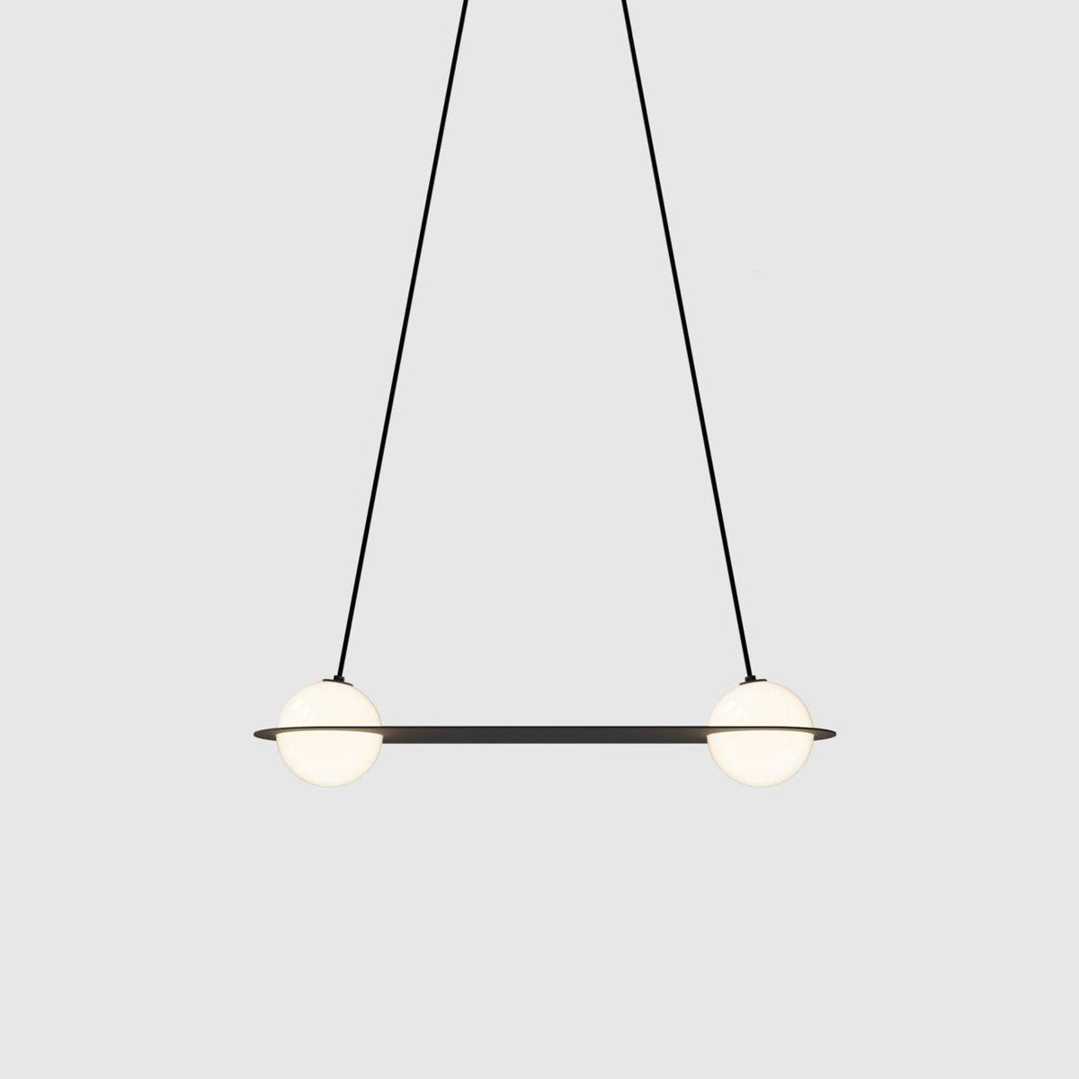 Adjustable Height Black Glass Pendant Lamp Selan