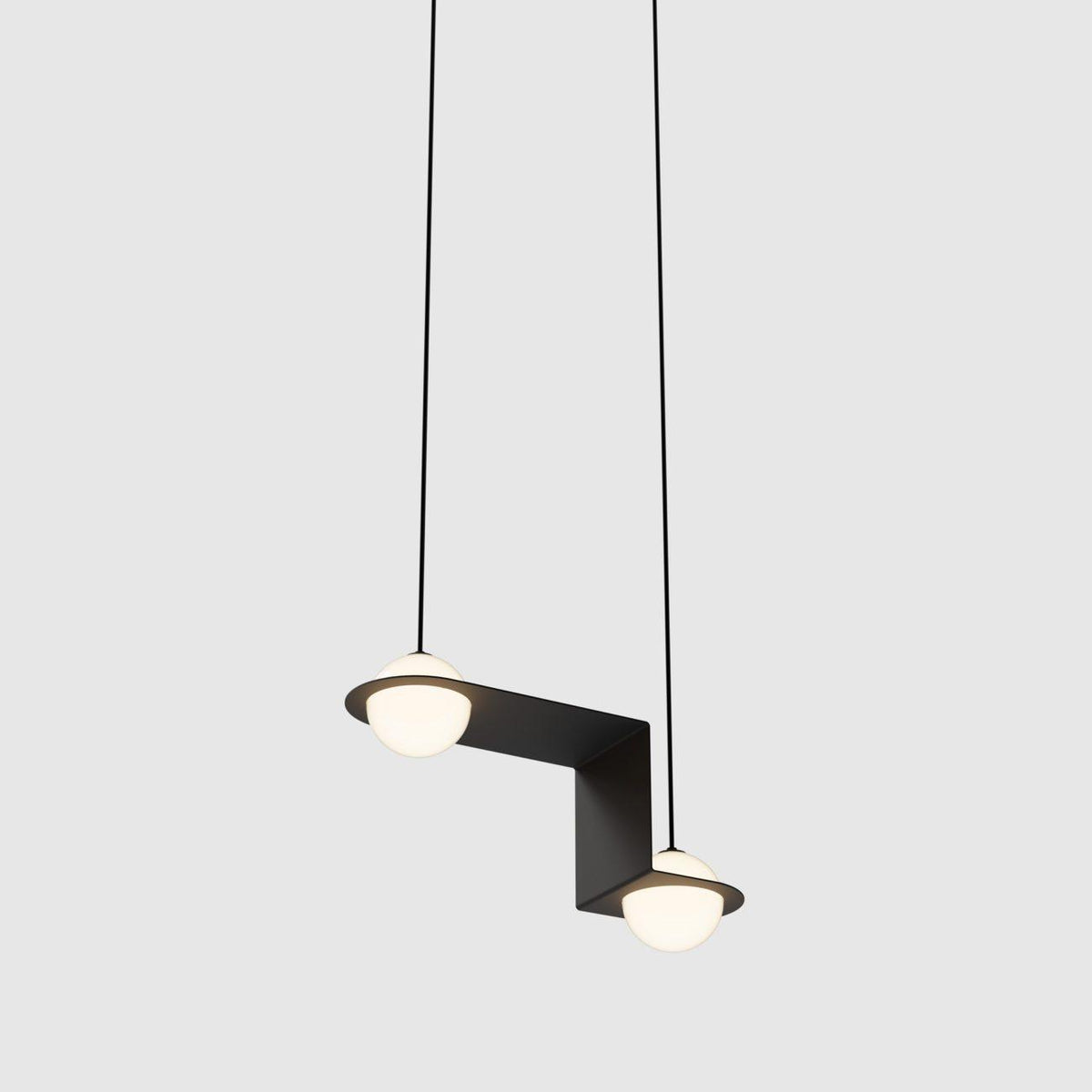 Adjustable Height Black Glass Pendant Lamp Selan