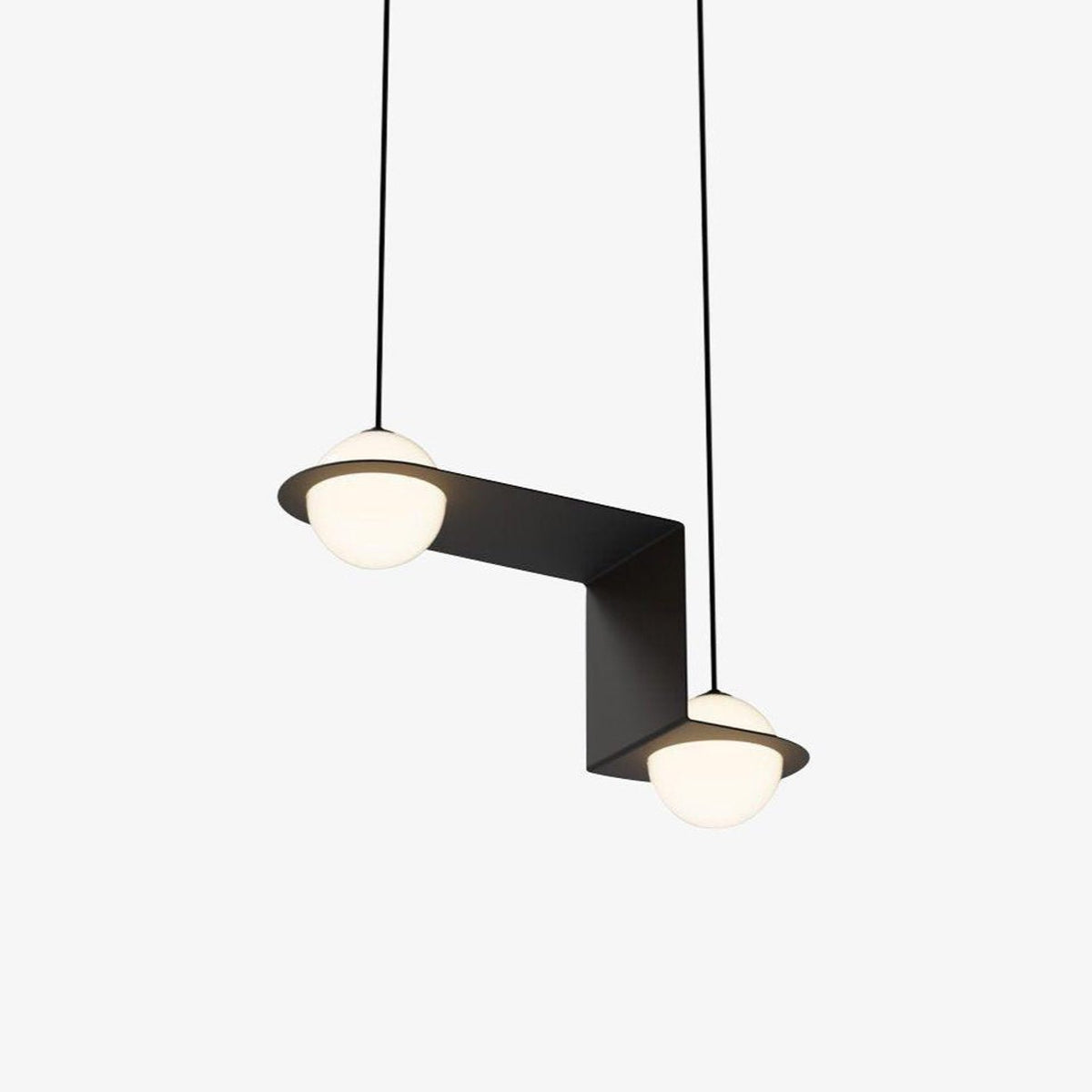Adjustable Height Black Glass Pendant Lamp Selan