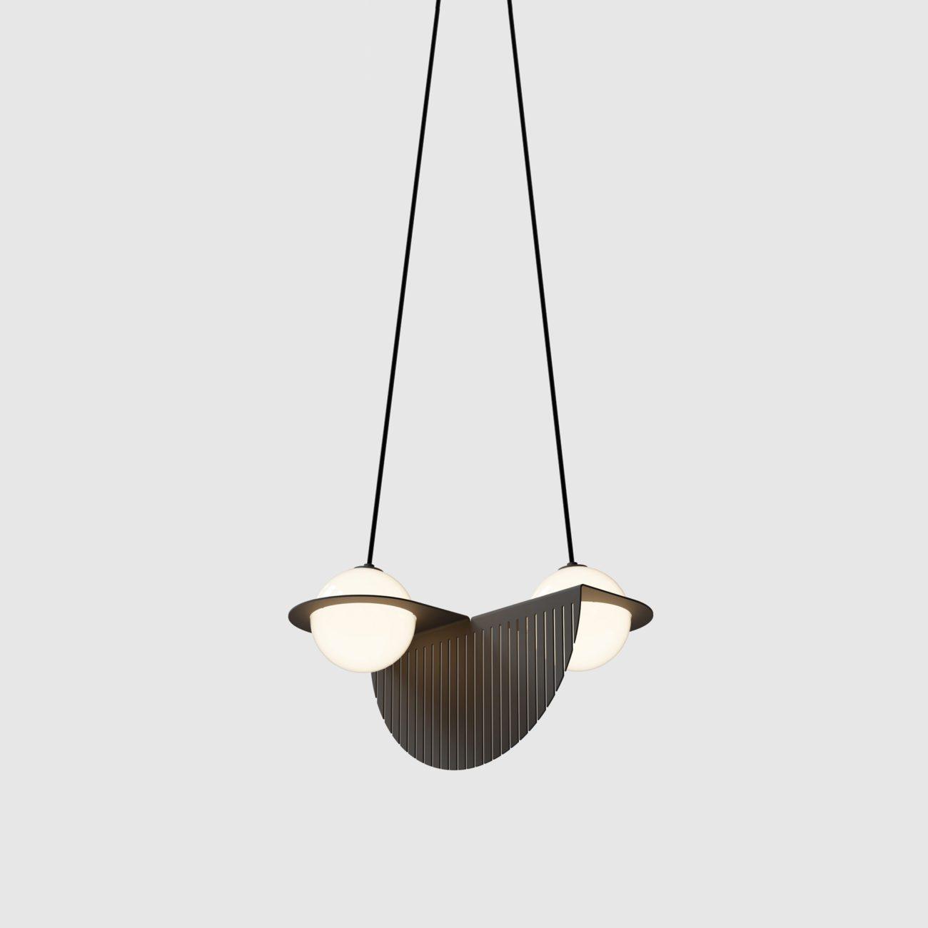 Adjustable Height Black Glass Pendant Lamp Selan