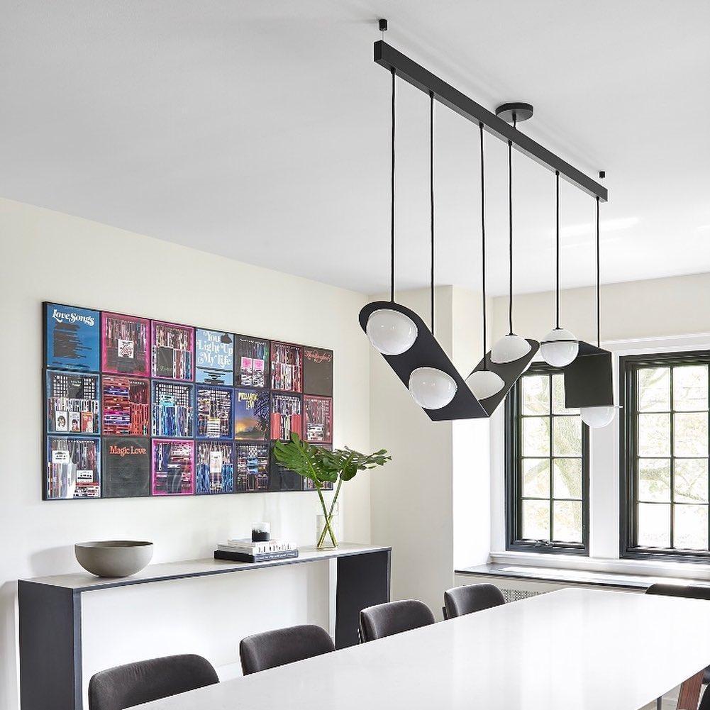 Adjustable Height Black Glass Pendant Lamp Selan