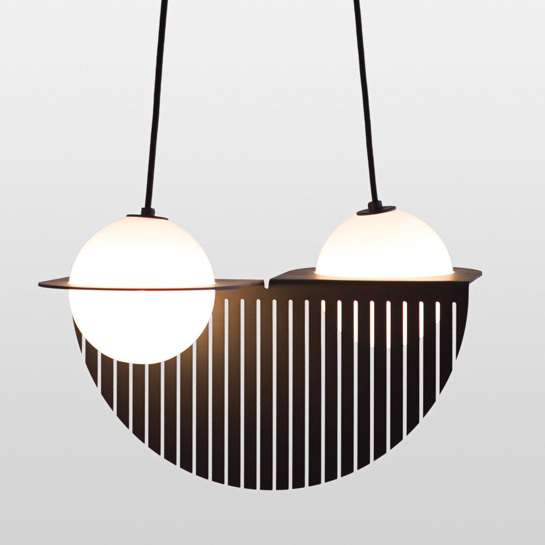 Adjustable Height Black Glass Pendant Lamp Selan