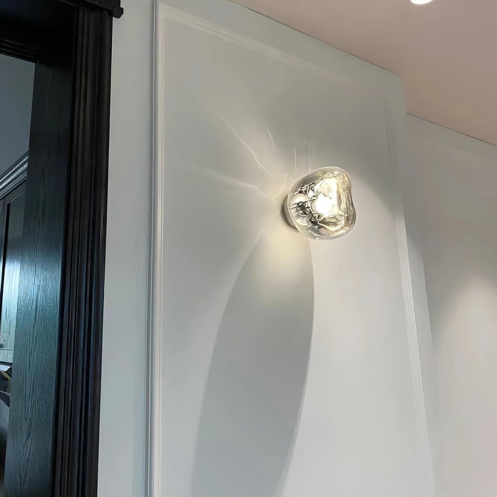 Damp Rated E27 Two Sizes Available Amber Glass Wall Lamp