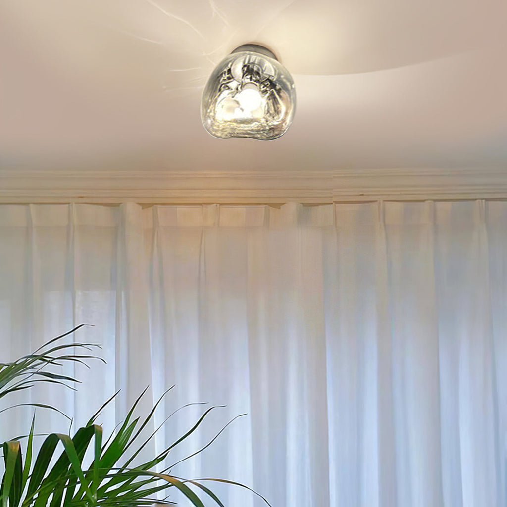 Damp Rated E27 Two Sizes Available Amber Glass Wall Lamp