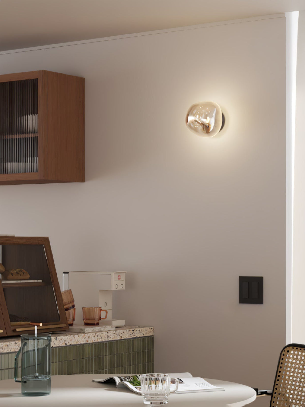 Damp Rated E27 Two Sizes Available Amber Glass Wall Lamp