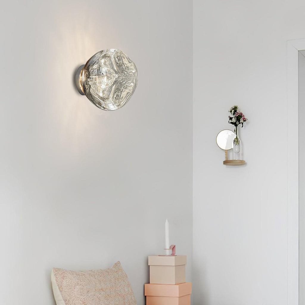 Damp Rated E27 Two Sizes Available Amber Glass Wall Lamp