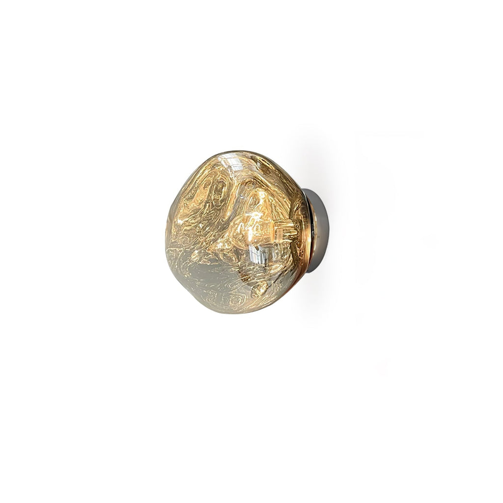 Damp Rated E27 Two Sizes Available Amber Glass Wall Lamp