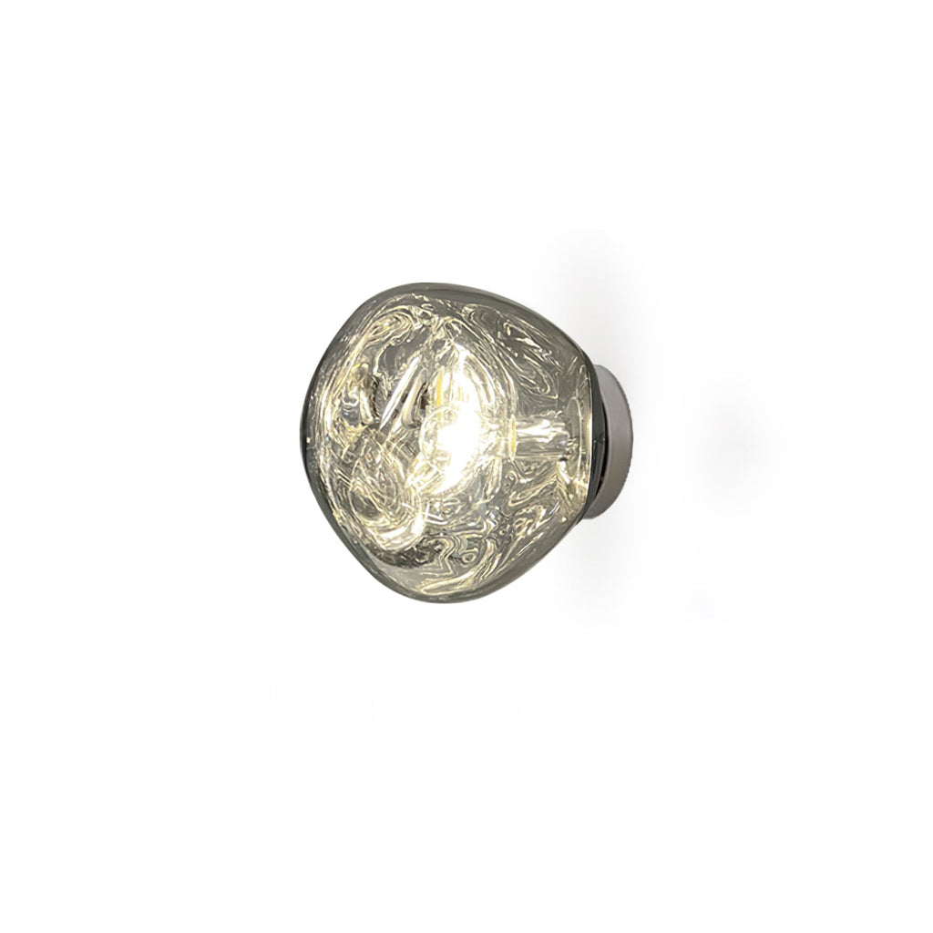 Damp Rated E27 Two Sizes Available Amber Glass Wall Lamp