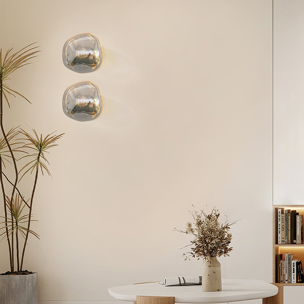 Damp Rated E27 Two Sizes Available Amber Glass Wall Lamp