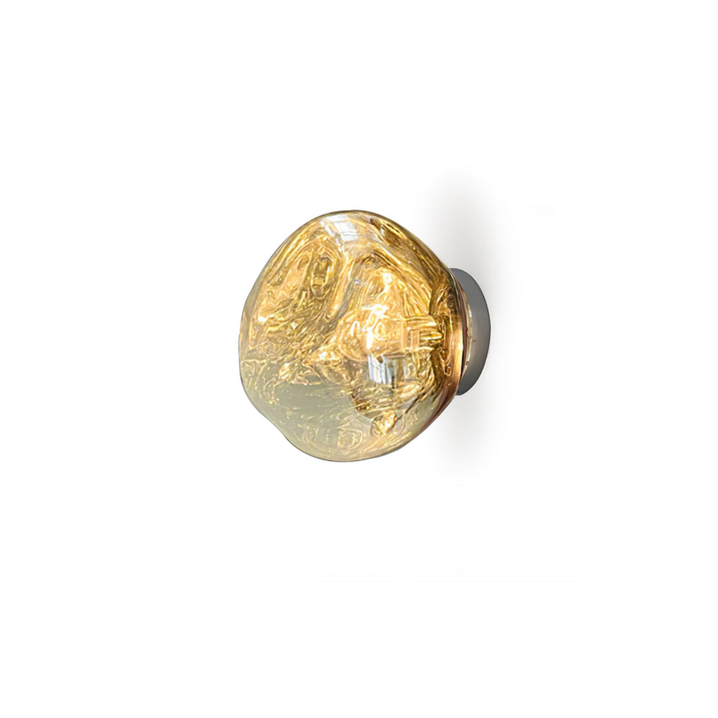 Damp Rated E27 Two Sizes Available Amber Glass Wall Lamp