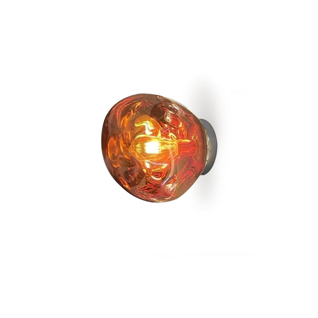 Damp Rated E27 Two Sizes Available Amber Glass Wall Lamp