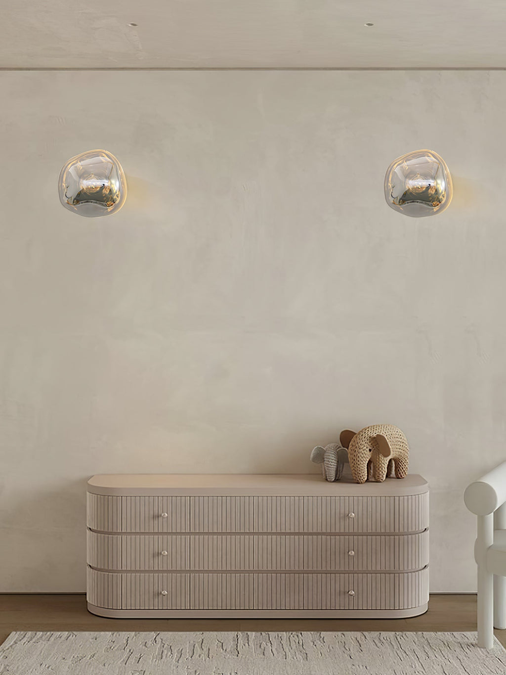 Damp Rated E27 Two Sizes Available Amber Glass Wall Lamp