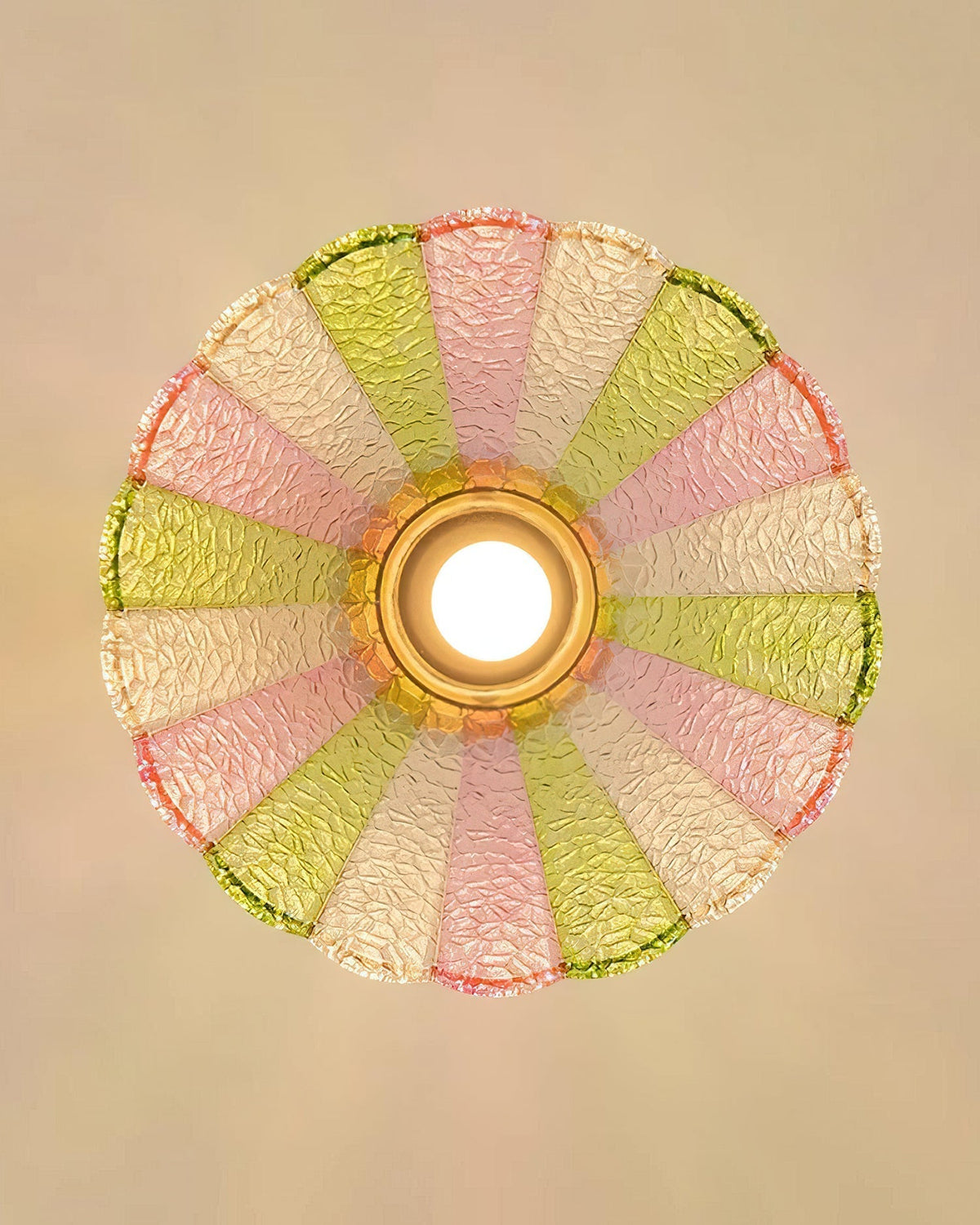Gold Canopy Ceiling Light With Colorful Petal Glass Shade