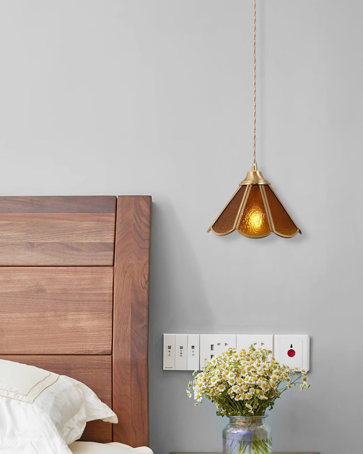 Textured Blue Glass Shade Pendant Lamp With Brass Finish