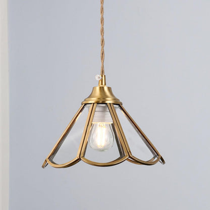 Textured Blue Glass Shade Pendant Lamp With Brass Finish