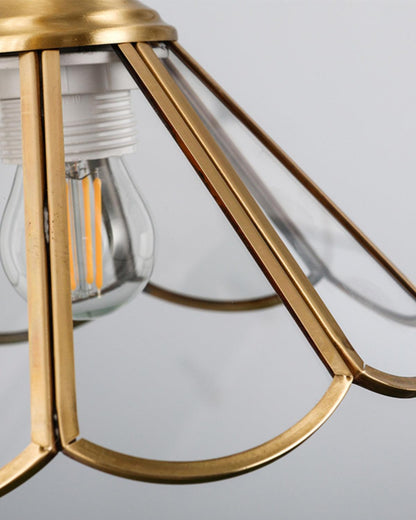 Textured Blue Glass Shade Pendant Lamp With Brass Finish