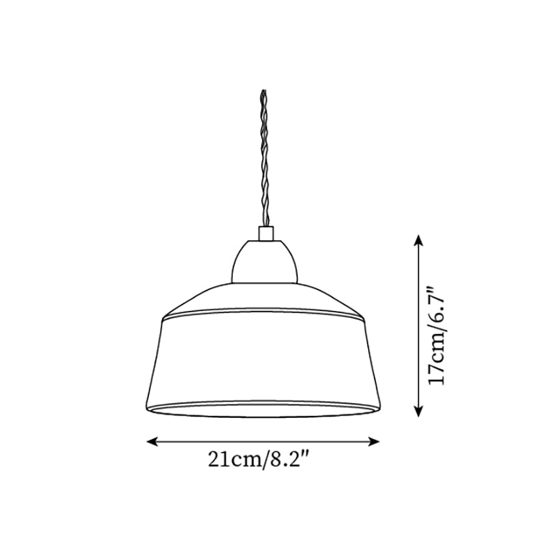 Ceramic Shade and Walnut Wood Drum Pendant Lamp With Soft Glow