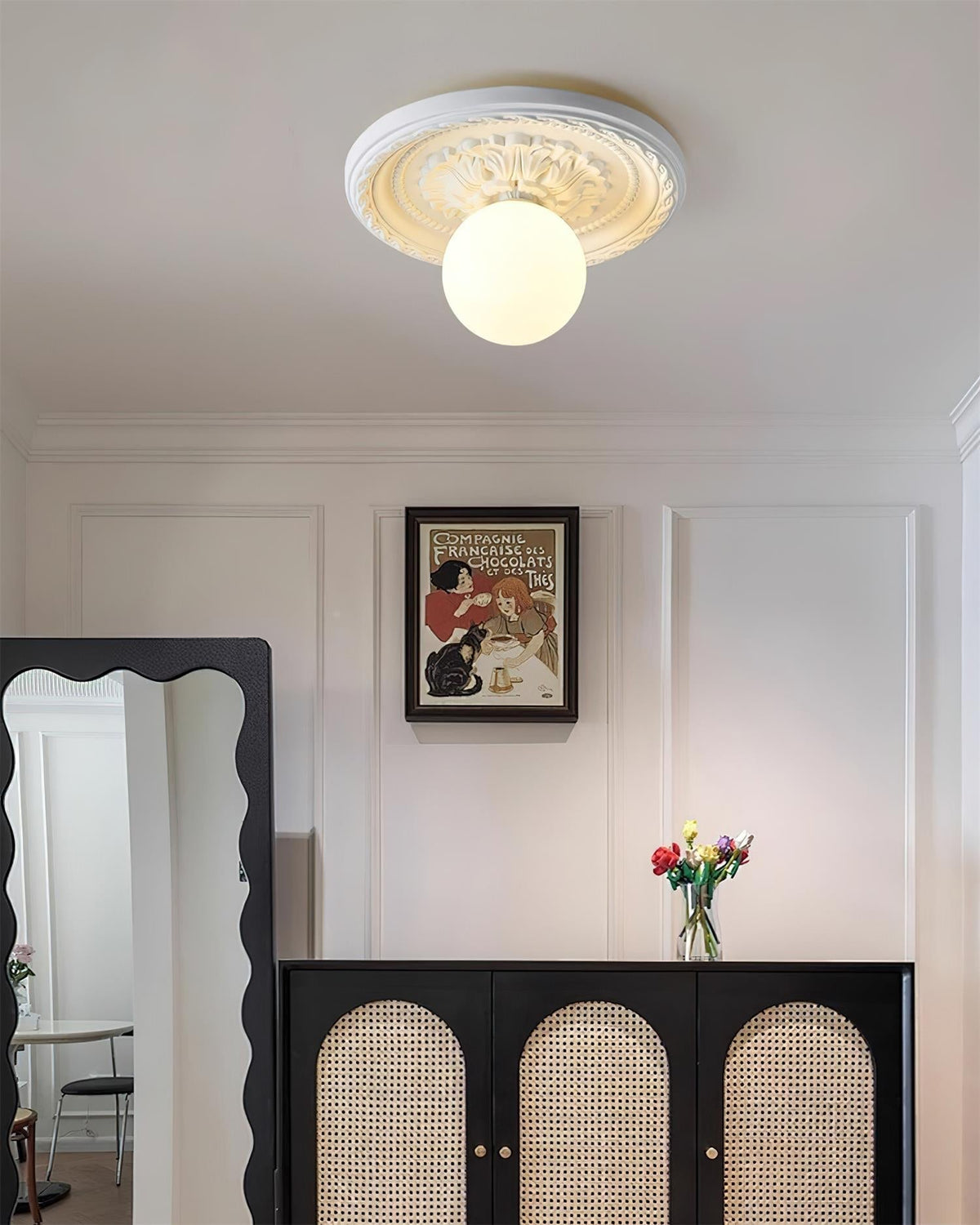 Ceiling Light With G9 Socket Vintage Carved Globe
