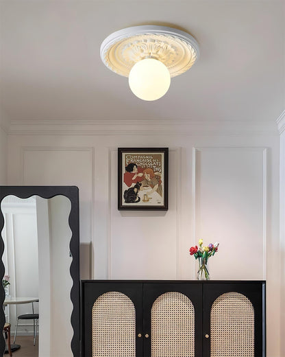 Ceiling Light With G9 Socket Vintage Carved Globe