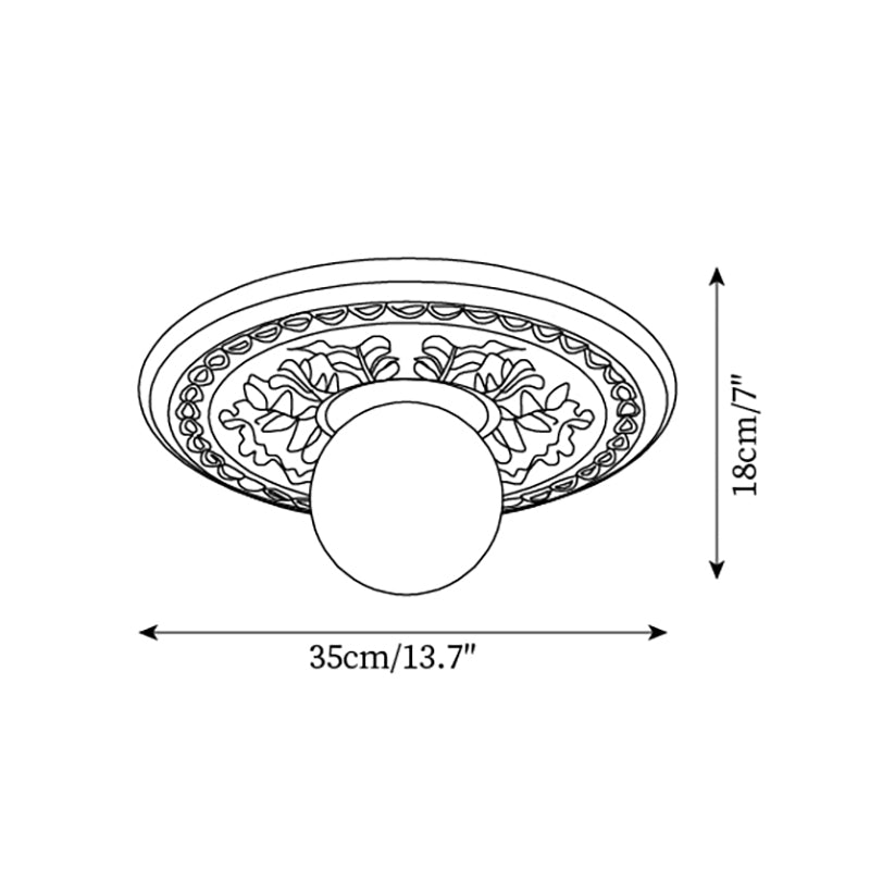 Ceiling Light With G9 Socket Vintage Carved Globe