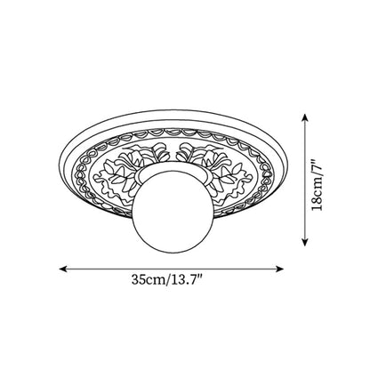 Ceiling Light With G9 Socket Vintage Carved Globe