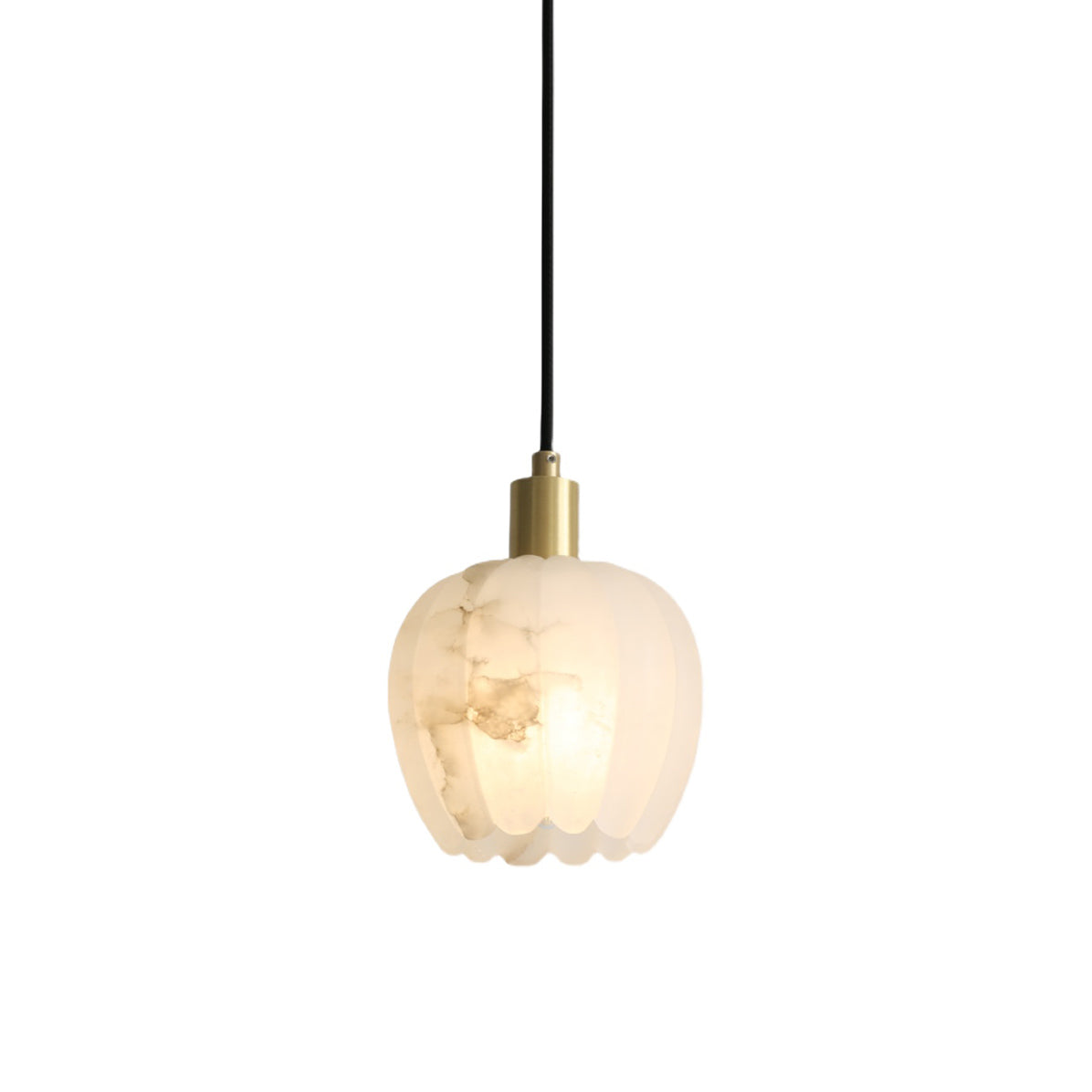 Brass Accents Pendant Light With Alabaster Flower