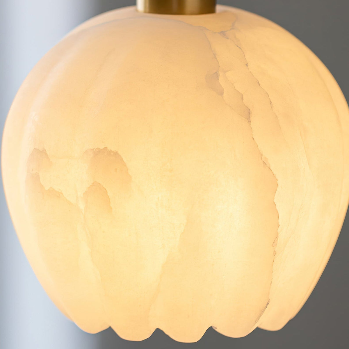 Brass Accents Pendant Light With Alabaster Flower