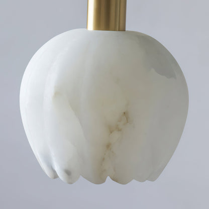 Brass Accents Pendant Light With Alabaster Flower