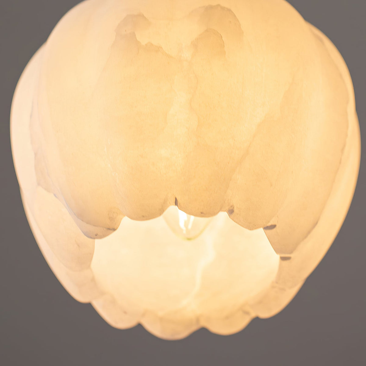 Brass Accents Pendant Light With Alabaster Flower
