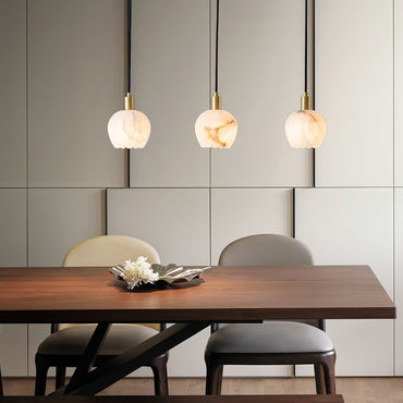 Brass Accents Pendant Light With Alabaster Flower