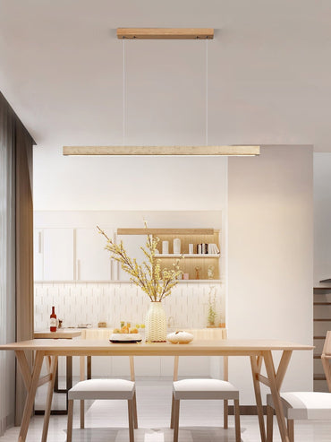 Adjustable Temperatures Linear Pendant Light With Travertine