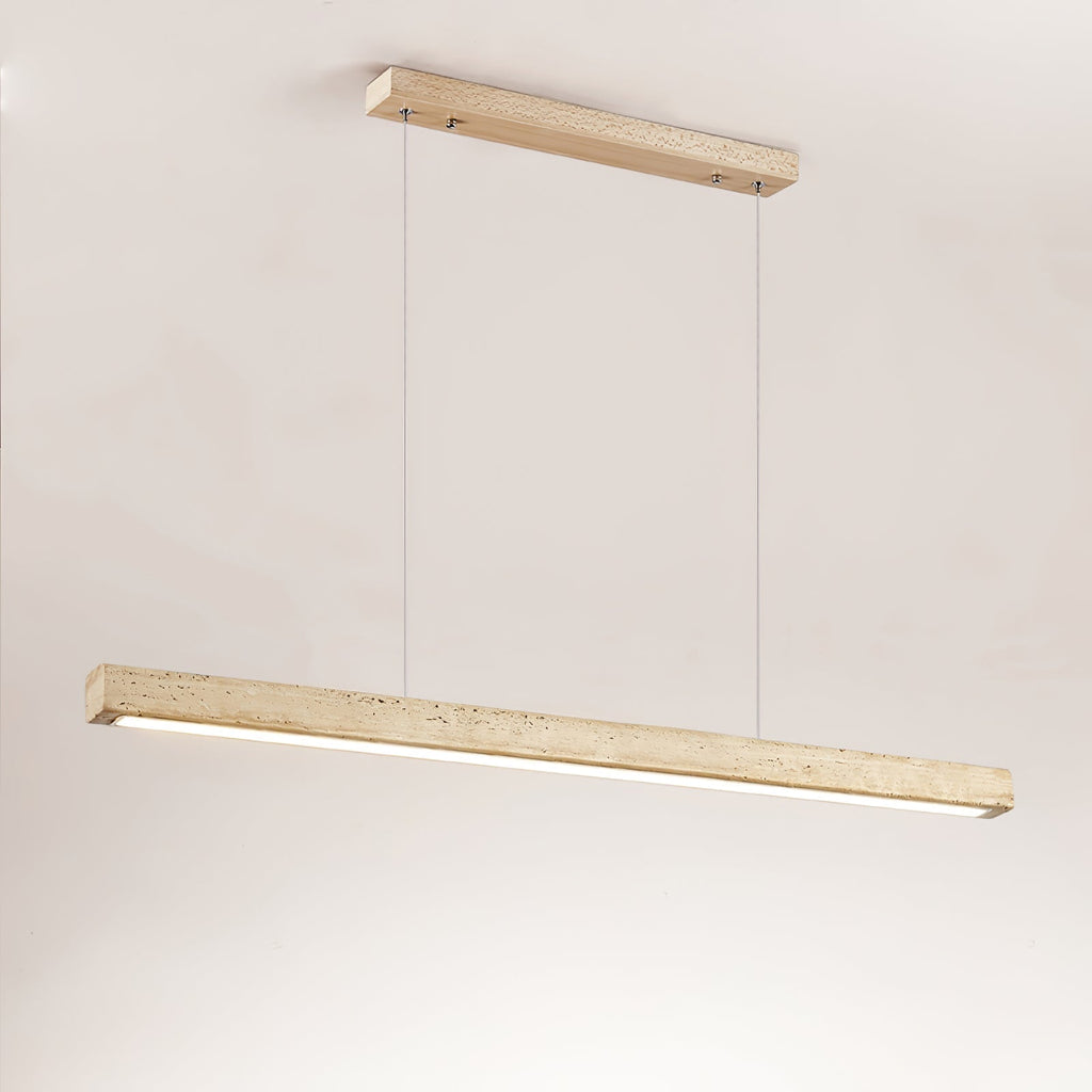 Adjustable Temperatures Linear Pendant Light With Travertine