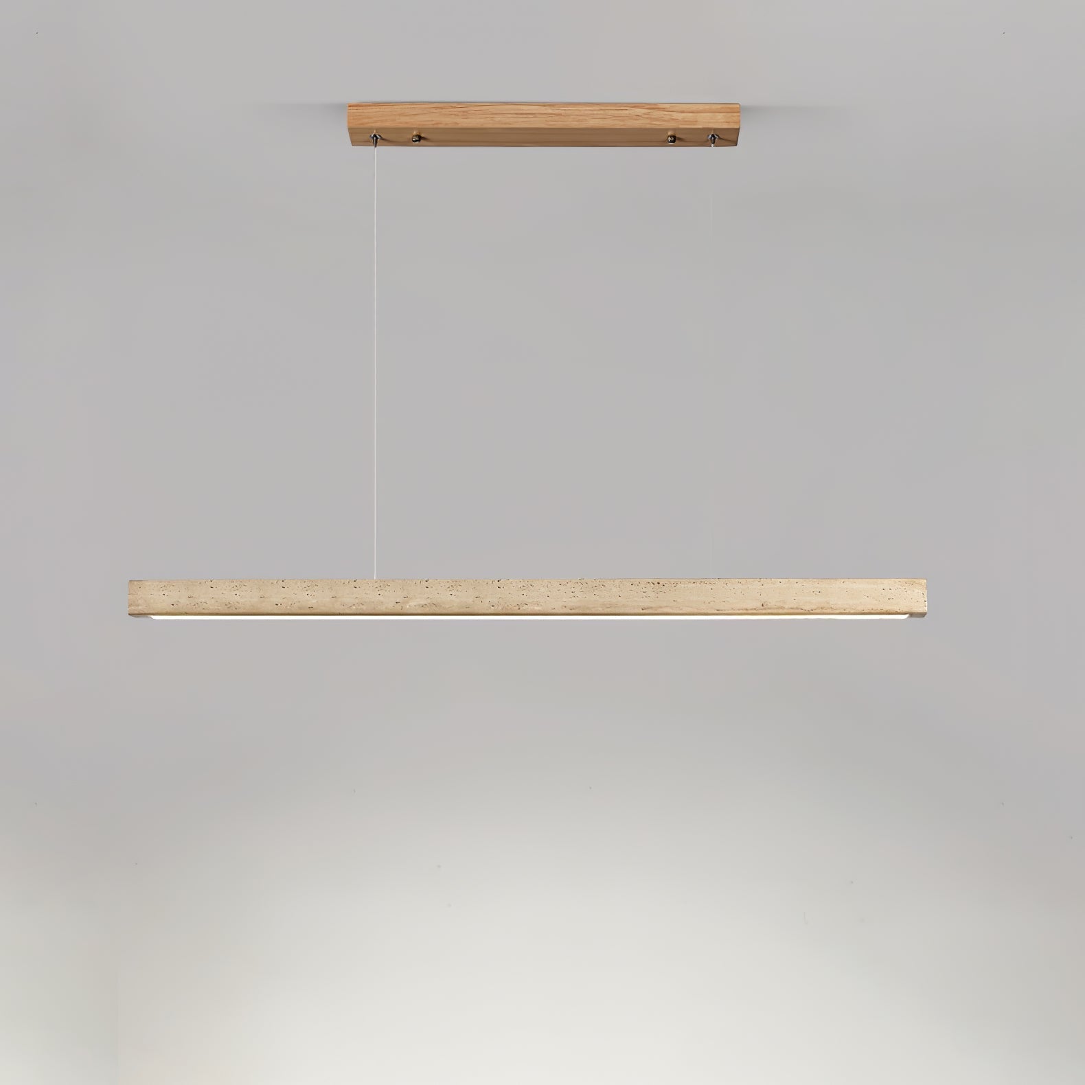 Adjustable Temperatures Linear Pendant Light With Travertine