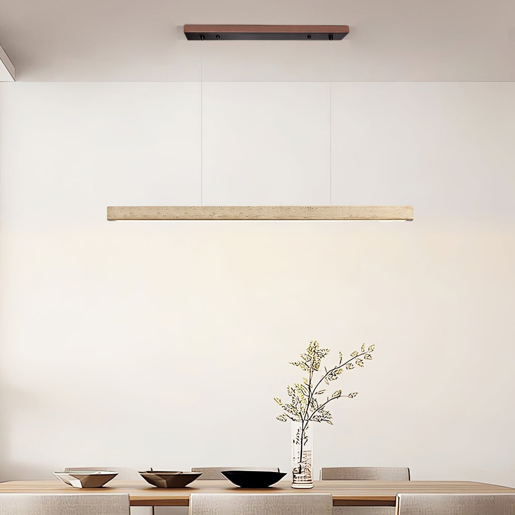 Adjustable Temperatures Linear Pendant Light With Travertine