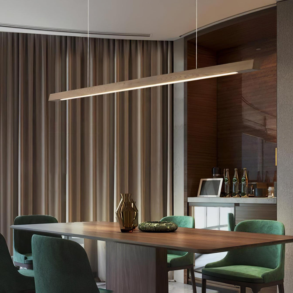 Warm LED Glow Scandinavian Wood Linear Pendant Light