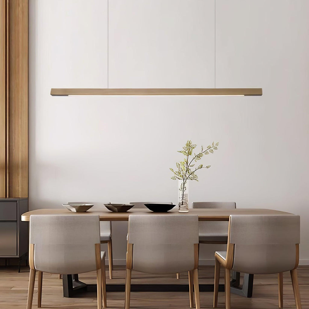 Warm LED Glow Scandinavian Wood Linear Pendant Light