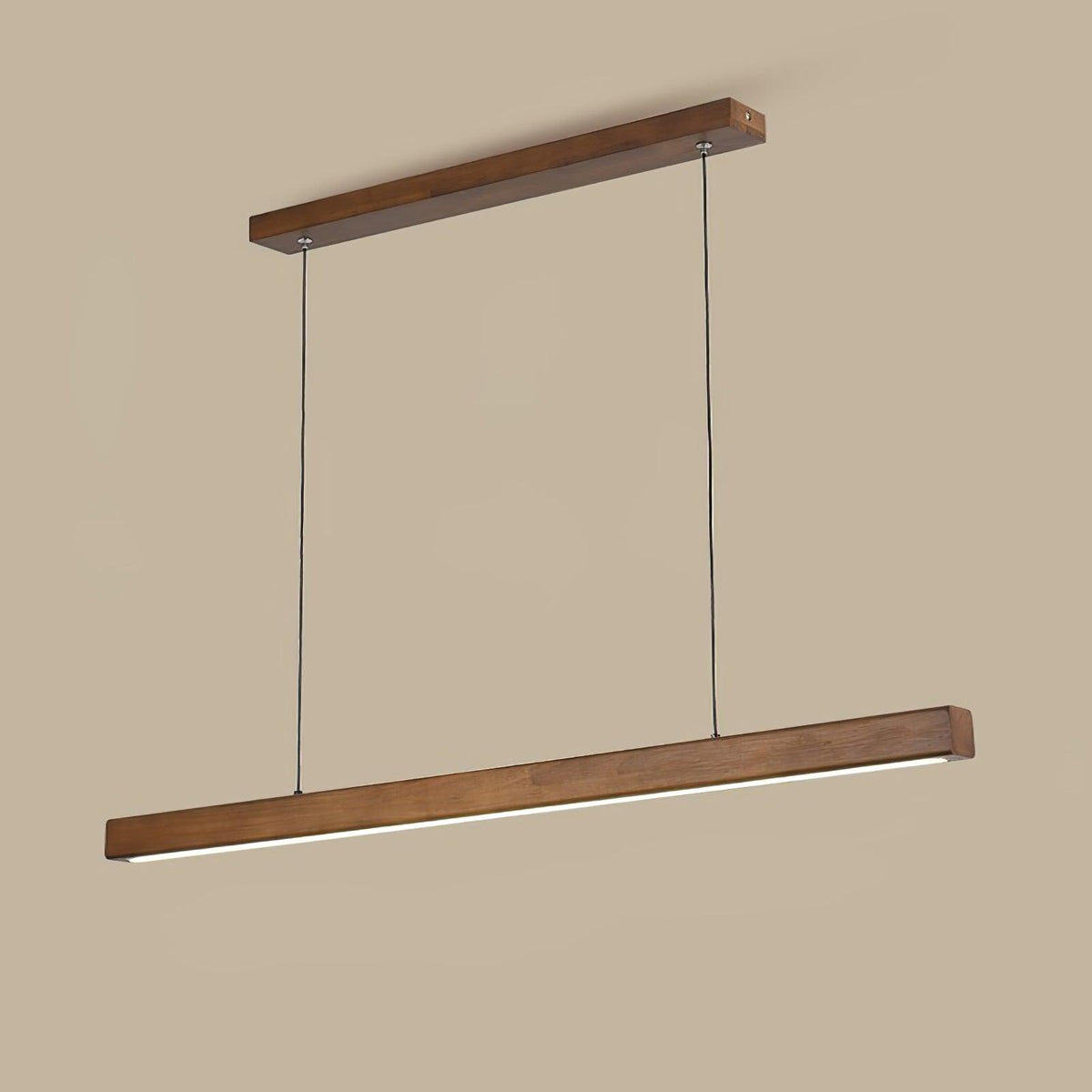 Warm LED Glow Scandinavian Wood Linear Pendant Light