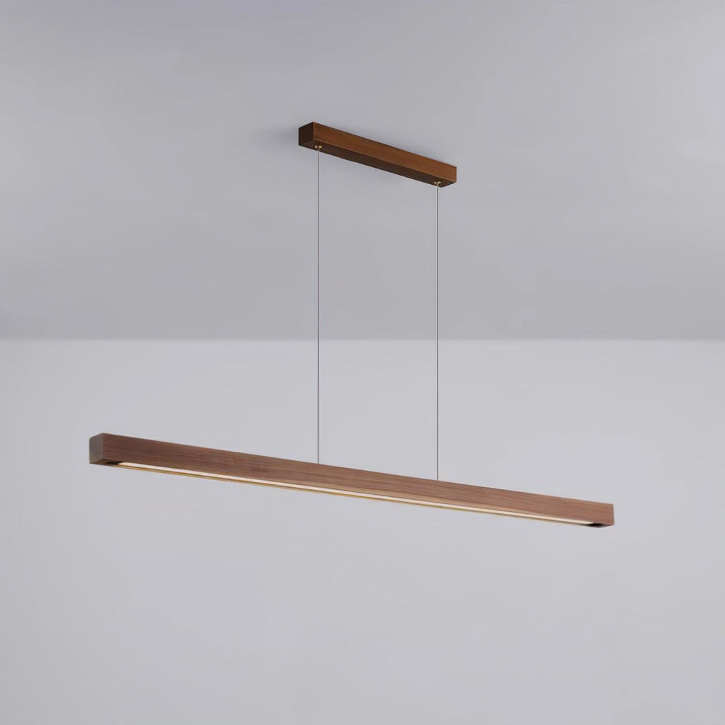 Warm LED Glow Scandinavian Wood Linear Pendant Light
