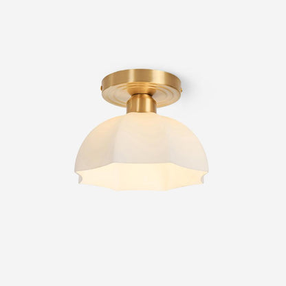Glass Opal Flush Mount Ceiling Light Brass Canopy