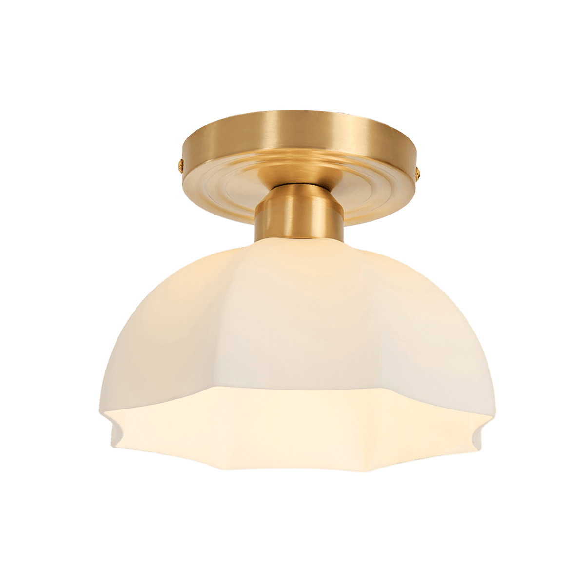 Glass Opal Flush Mount Ceiling Light Brass Canopy