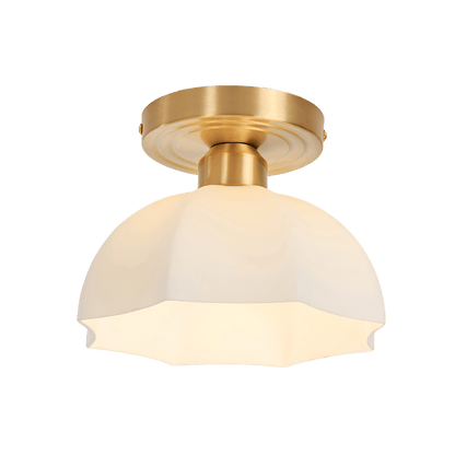 Glass Opal Flush Mount Ceiling Light Brass Canopy